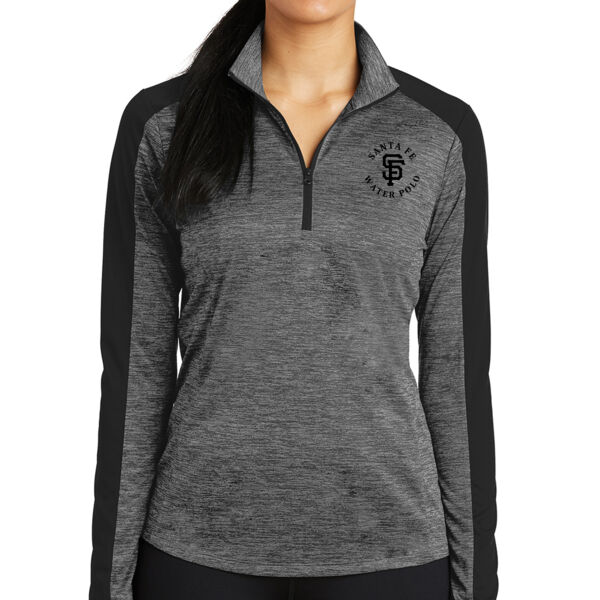 SANTE FE HS Water Polo - PREMIUM WOMEN'S 1/4 ZIP TECH JACKET - BLACK/GREY - $BMQW87$ Thumbnail