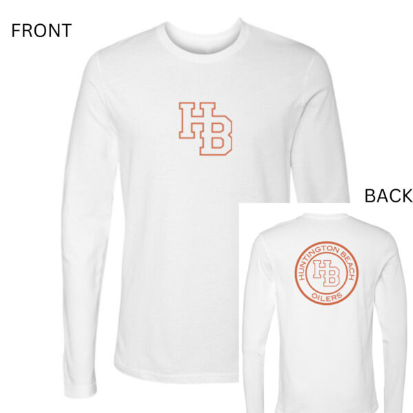 HUNTINGTON BEACH HS  WATER POLO  - PREMIUM UNISEX LONG SLEEVE T-SHIRT - WHITE - TW074O Thumbnail