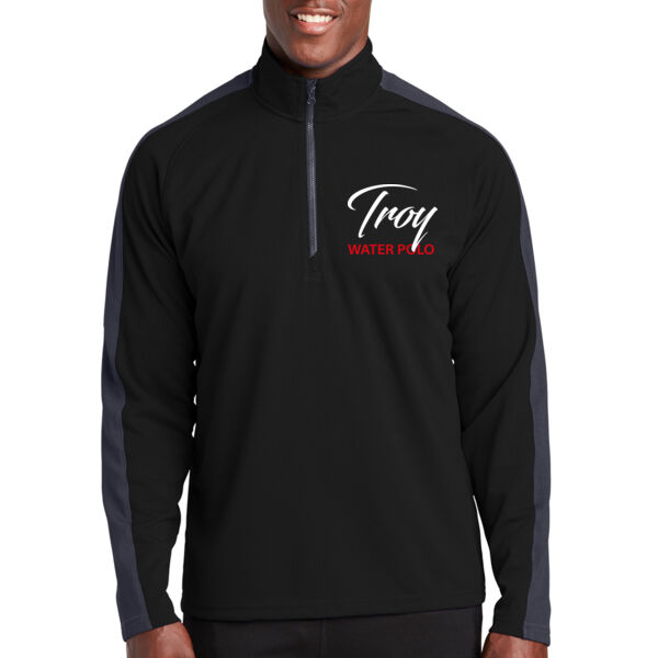 TROY HS WATER POLO  - PREMIUM MEN'S 1/4 ZIP TECH JACKET - BLACK - $9BR4D6$ Thumbnail